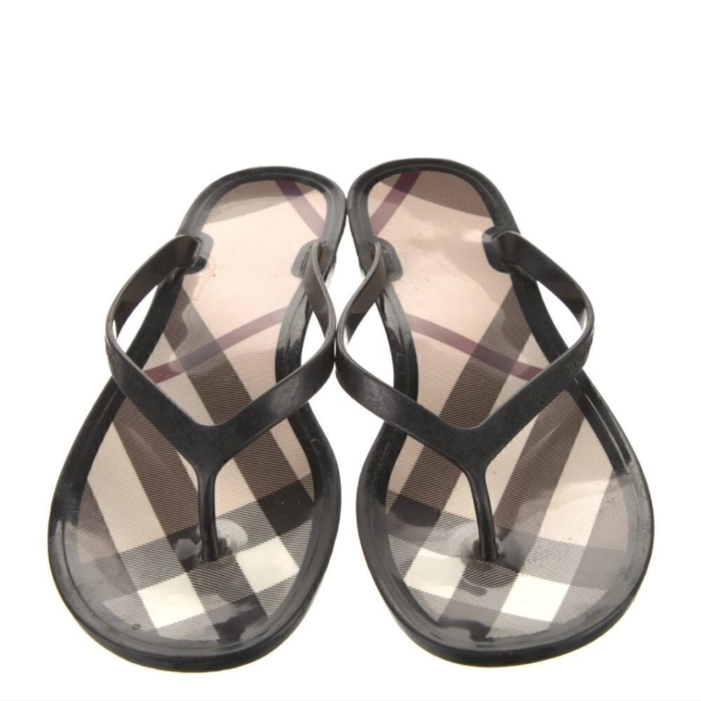 BurberryNova Check Pattern Rubber Flip Flops - Picture 2 of 4